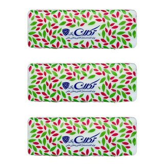 دستمال حوله ای دو لایه تکلان پاک طرح برگ (سرخابی) بسته 3 عددی